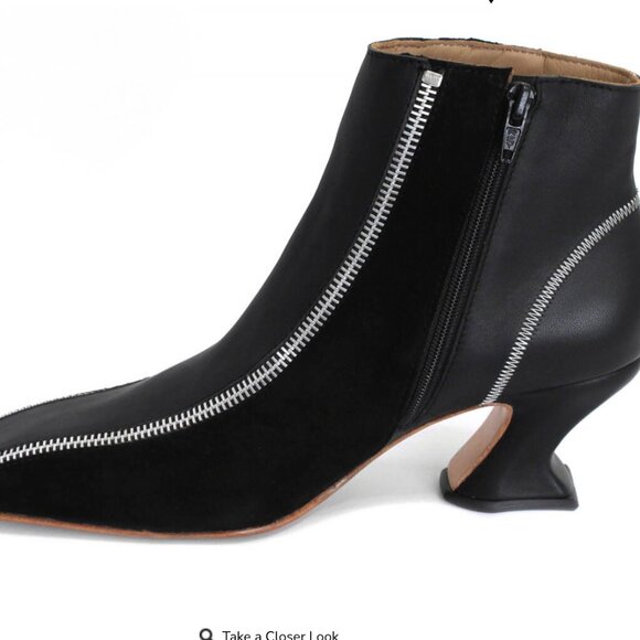 Fluevog Super Fine "Highness" zippered ankle boots, NWOB, black / silver, size 7 - Picture 14 of 14